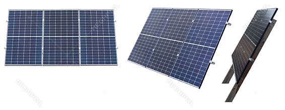 Solar panels isolated on transparent background. PNG image. Different views.