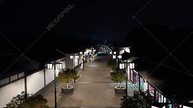 Aerial view of Urban Ancient Architecture and Street View, Suzhou city Jiangsu province China
