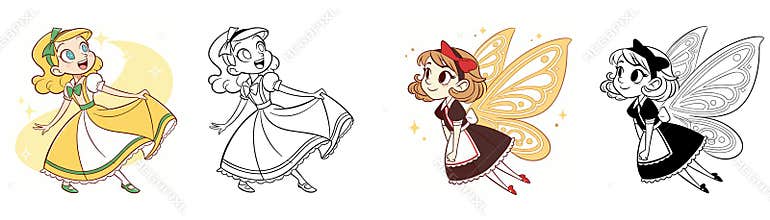 cartoon girls, coloring pages, dancing girl, superhero .
