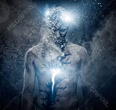 Man with spiritual body art