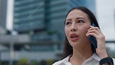 Happy Girl Talking On Phone And Smiling, Getting Compliments Online.