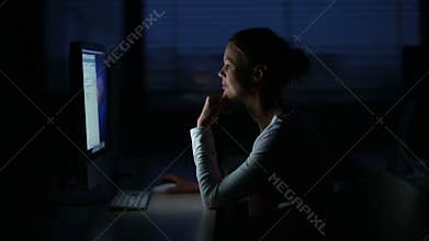 Young female student in a computer classroom