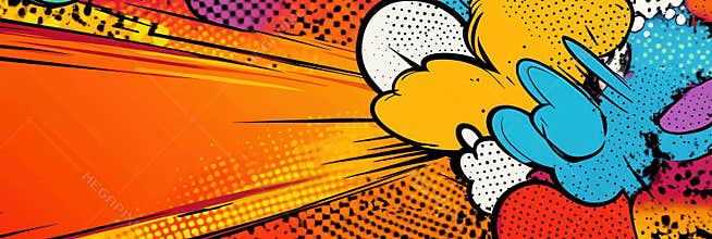 Bold comic book background featuring dynamic action lines and vibrant speech bubbles enhancing creativity and energy in