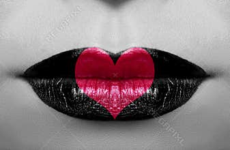 Glamour concept black white photo with red heart