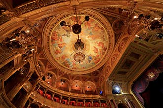 Hungarian State Opera (Magyar Allami Operahaz), a venue with ceiling frescoes