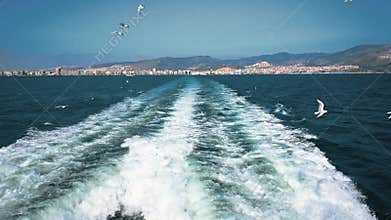 The View of Waves In The Sea From The Ship Deck