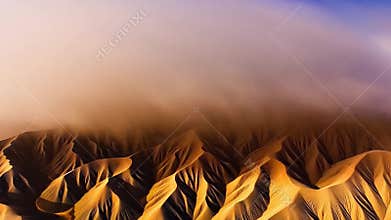 Deserts storms intertwined with lightning
