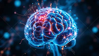 Glowing Brain Activity Visualization Medical Animation