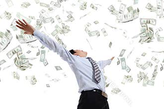 Business man hug money