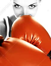 Girl with boxing gloves