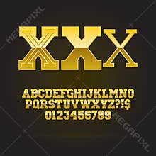 Golden Bold Font and Numbers