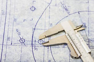 Engineering blueprint with gauge