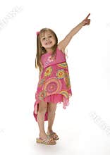 Cute Girl in Pink Pointing
