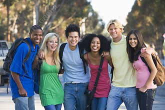 Group of young friends having fun