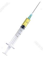 Vaccine in a syringe, isolated.