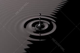Crude Oil single splash with ripples