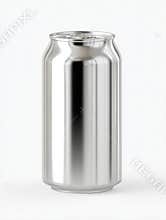 Blank Chrome Aluminum Soda Can Mockup Isolated on White Background - Realistic 330ml Metal Beverage Container for Branding Design
