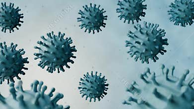 Viruses drifts and rotates independently in a fluid or biological suspension