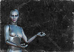 Female Woman Android Robot Chalkboard