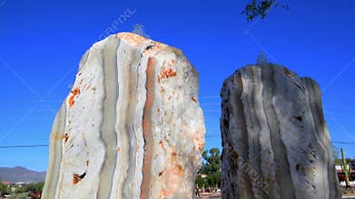Cave Creek, Arizona. A natural water feature built with a large stone slab