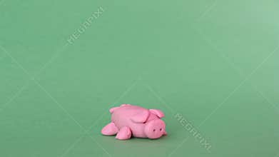 Plasticine pig stop motion animation
