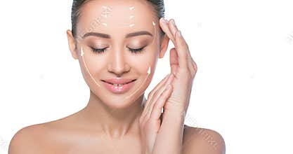 Portrait of woman with lines on her face