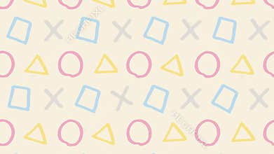 Playful Hand-Drawn Abstract Geometric Shapes Seamless Loop Animation. Motion Background.