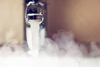 Water tap with hot water steam