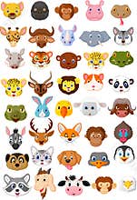 Cartoon animal head collection set