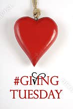 #Giving Tuesday with red heart on white - veritcal.