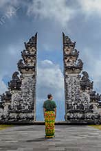 White Heritage Archway With Traditional Balinese Carvings