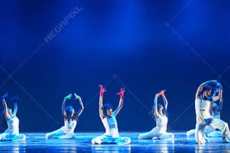 Synchronized Contemporary Dance With Raised Arm Formation