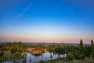Tropical Ocean View Above Lush Heritage Gardens