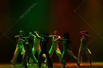Modern Dance Ensemble Performing Powerful Arm Choreography