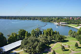 Aerial view of a big lake in lakeland, Florida