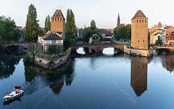 Ponts Couverts in Strasbourg at Sunset