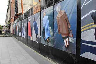 Street art of people at crossing, O'Connell Street,Dublin,Ireland,Fall,2014