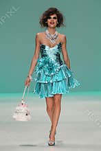 NEW YORK, NY - SEPTEMBER 10: A model walks the runway at Betsey Johnson Spring 2015 fashion collection