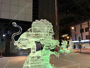 Intricately ice sculpture at Asahikawa in Hokkaido, Japan