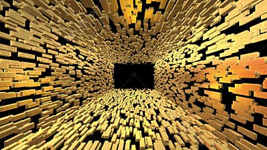 Gold Bars Bricks Tunnel zooming out and tunnel expanding