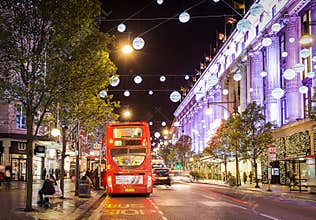 13 November 2014 view on Oxford Street, London, decorated for Christmas and New Year