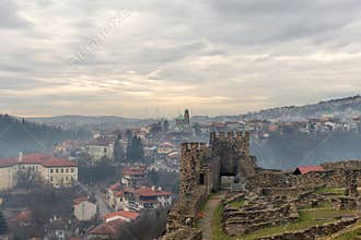 VELIKO TARNOVO, BULGARIA - MARCH 15, 2022: Scenic view of Yantra River valley below Tsarevets Fortress