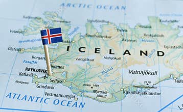 Iceland map flag pin