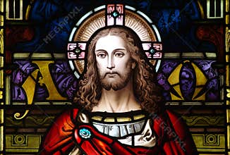 Jesus Christ in stained glass (the beginning and the end)