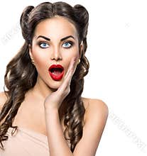 Surprised retro woman