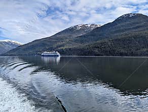 Endicott Arm Alaska 2026.05.25. - Celebrity Edge passing by in front of a natural Alaskan landscape