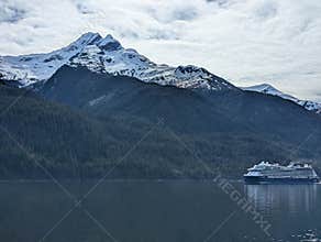 Endicott Arm Alaska 2026.05.25. - Celebrity Edge passing by in front of a natural Alaskan landscape