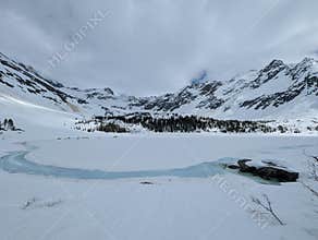 Upper Dewy Lake frozen in ice