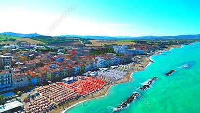 Aerial push-in shot from Porto Recanati