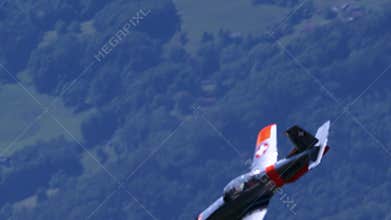 Pilatus P.3 Military Trainer Aircraft Aerobatic Flight Over Swiss Alps